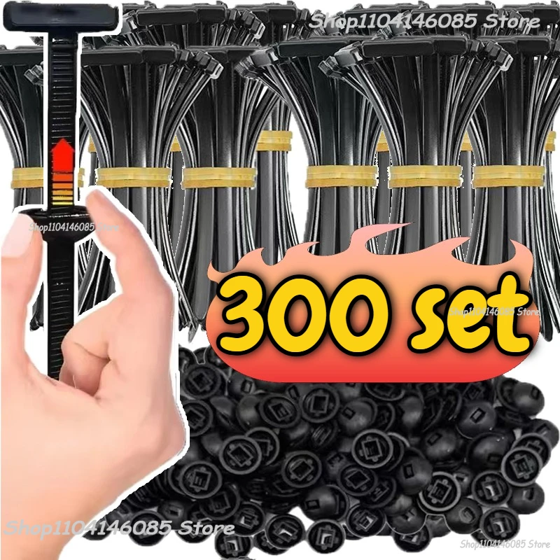 Car Nylon Black Cable Ties Push Mount Wire Harness Fastener Cable Clamp Clips Cable Ties Management Car Wire Organizers