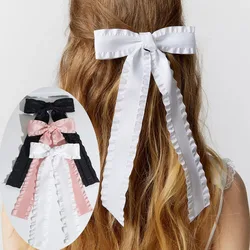 Lystrfac Vintage Large Bow Hair Clip Trend Long Ribbon Hairpins Barrettes Headband For Women Girl Wedding Hair Accessories