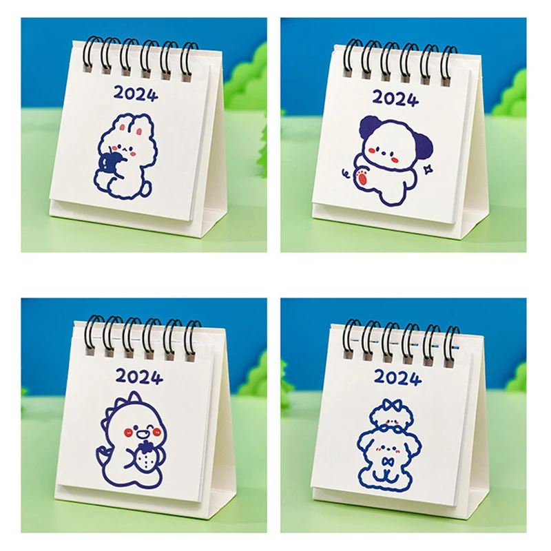 1Pc 2024 Mini-Bureaukalender Cartoon Kalender Creatieve Kalender Zelfponsenplan