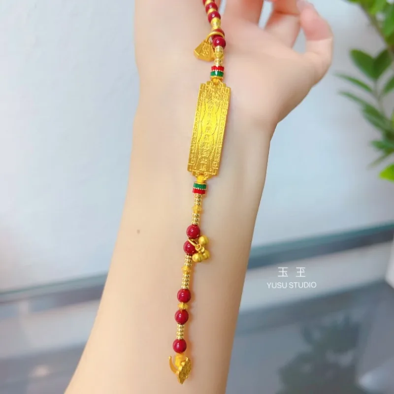

Gold shop 24K real gold dragon bracelet DIY exquisite design luxury AU999 pure gold Tai Sui bracelet zodiac dragon