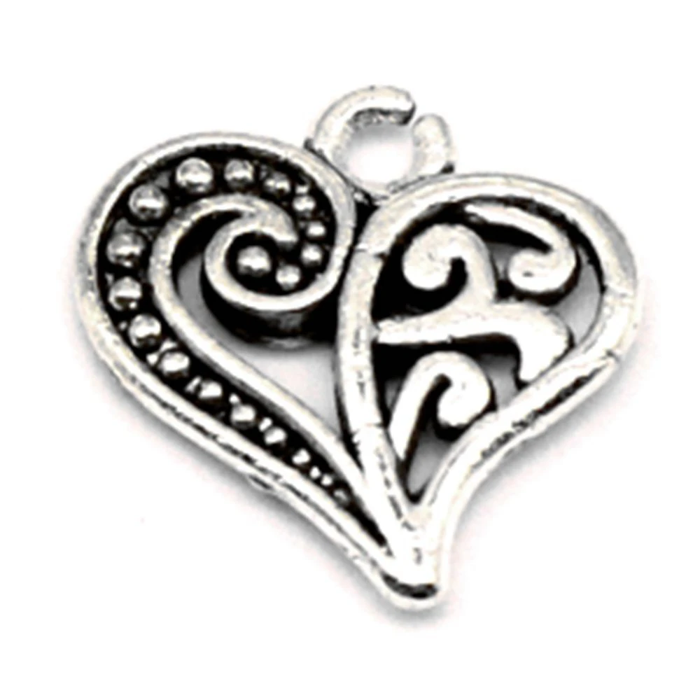 Peach Heart Sea Wave Charms Couple Pendants Craft Diy Jewelry For Women 9x14mm 20pcs Antique Silver Color