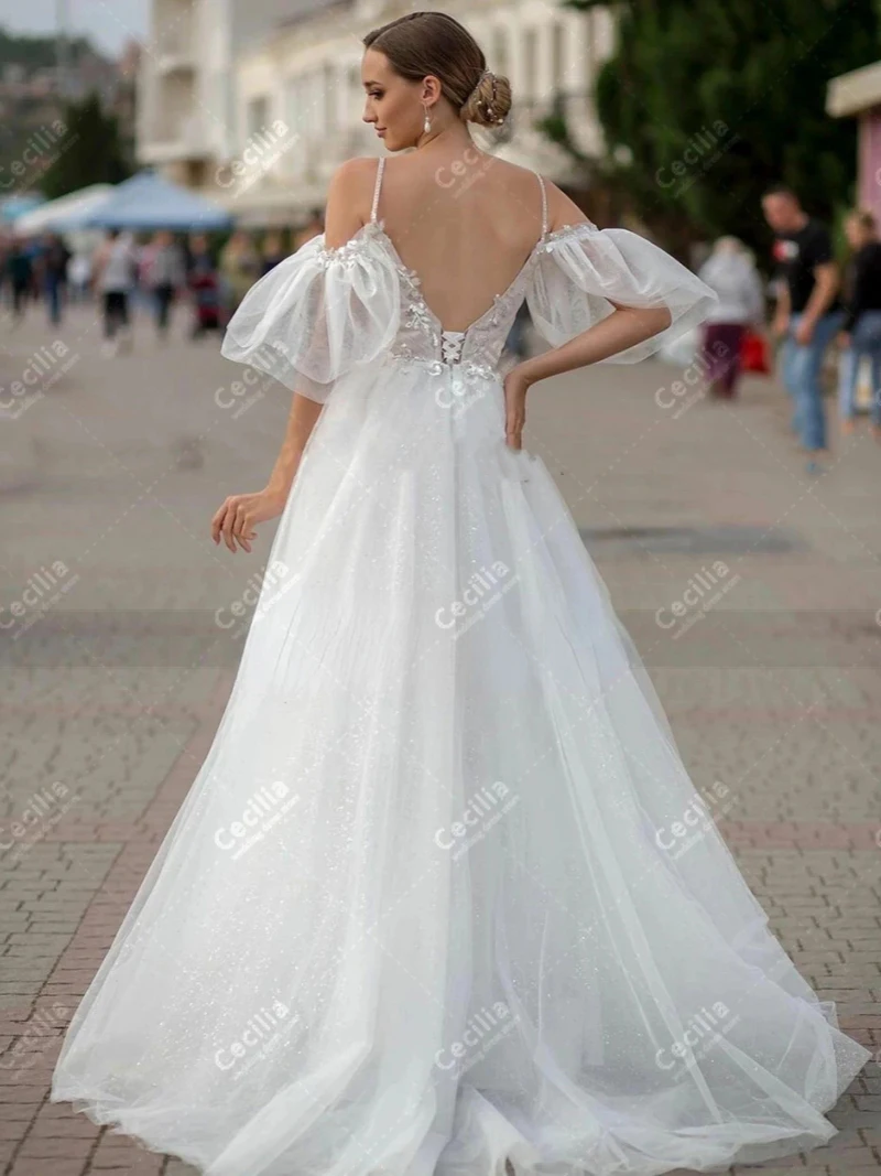 Robes de mariée classiques A-ligne en tulle, patients à plusieurs niveaux, robes dos nu pour la fête formelle, vintage glamour, éducatif