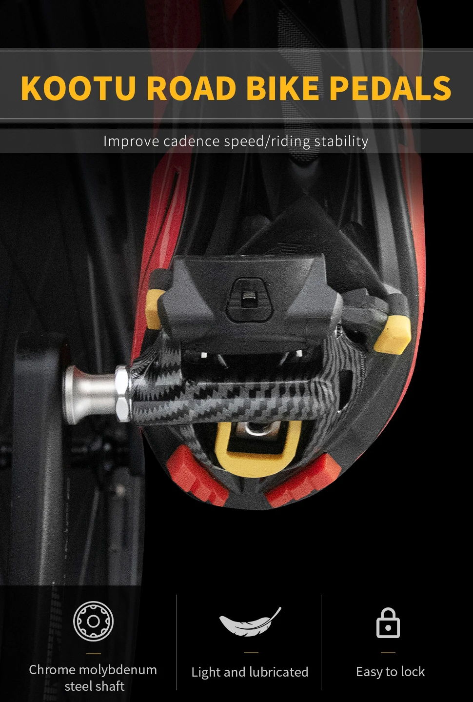 Pedales de carretera KOOTU de aluminio – LOOK KEO o SPD-SL Pedales de carretera KOOTU de aluminio – LOOK KEO o SPD-SL