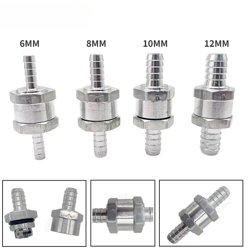 Aluminium Alloy Fuel Non-Return Check Valve – 6/8/10/12mm OD, One-Way Flow Control for Petrol/Diesel/Water Lines