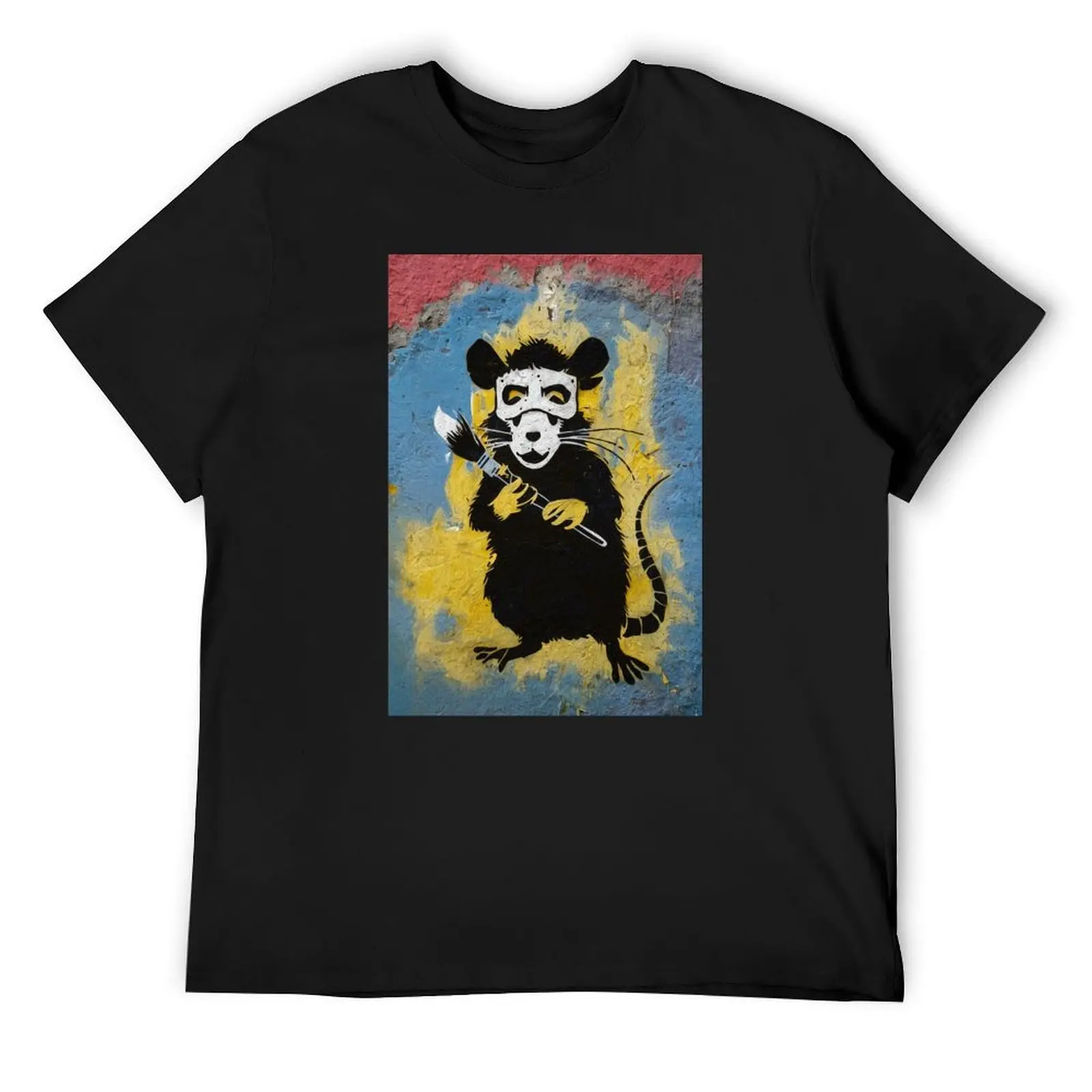 Rat Stencil Graffiti T-Shirt rapper graphic tees korean fashion mens plain t shirts