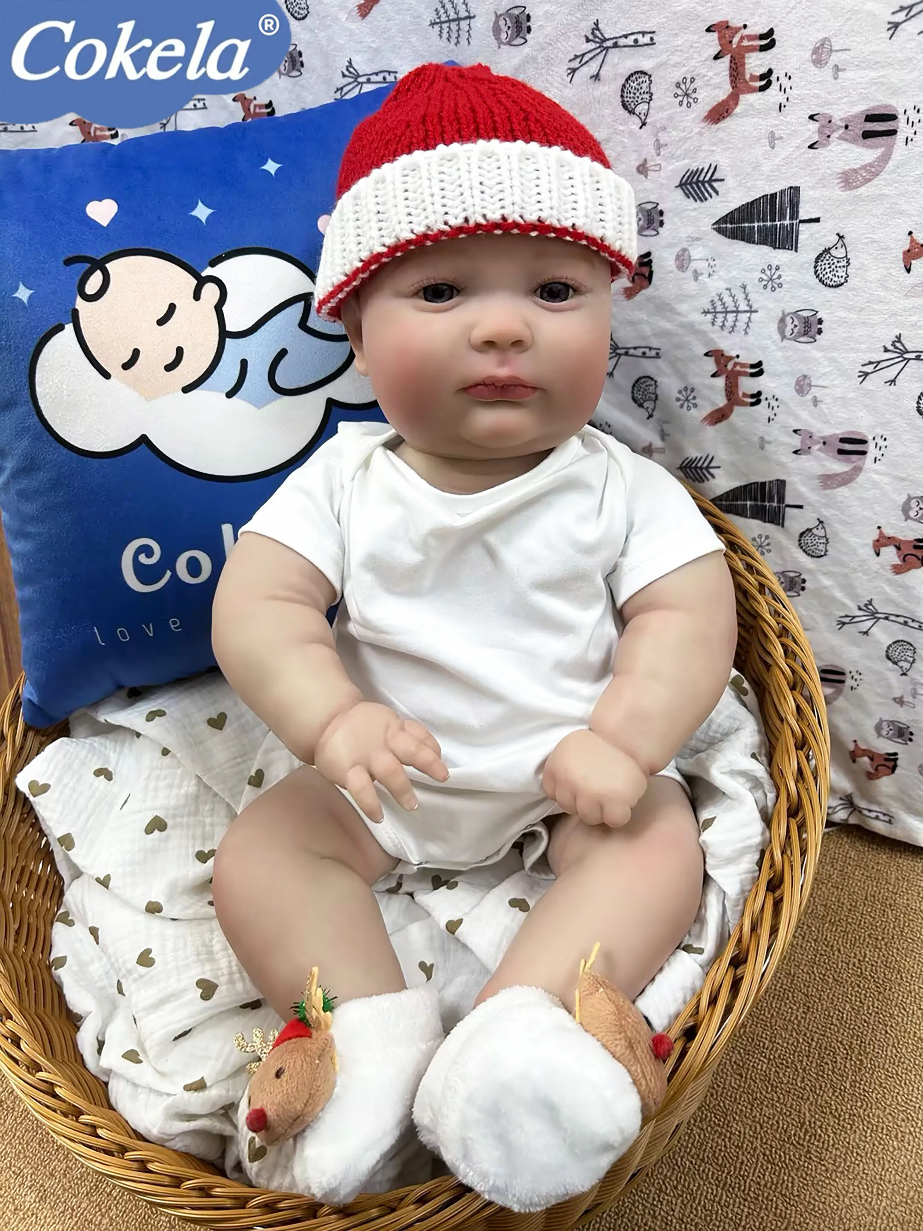 

Cokela 20inch 50cm Real baby doll Real Soft Touch Baby Realistic Silicone Reborn Baby Doll With Hand-Drawing Hair Kid Xmas Gift