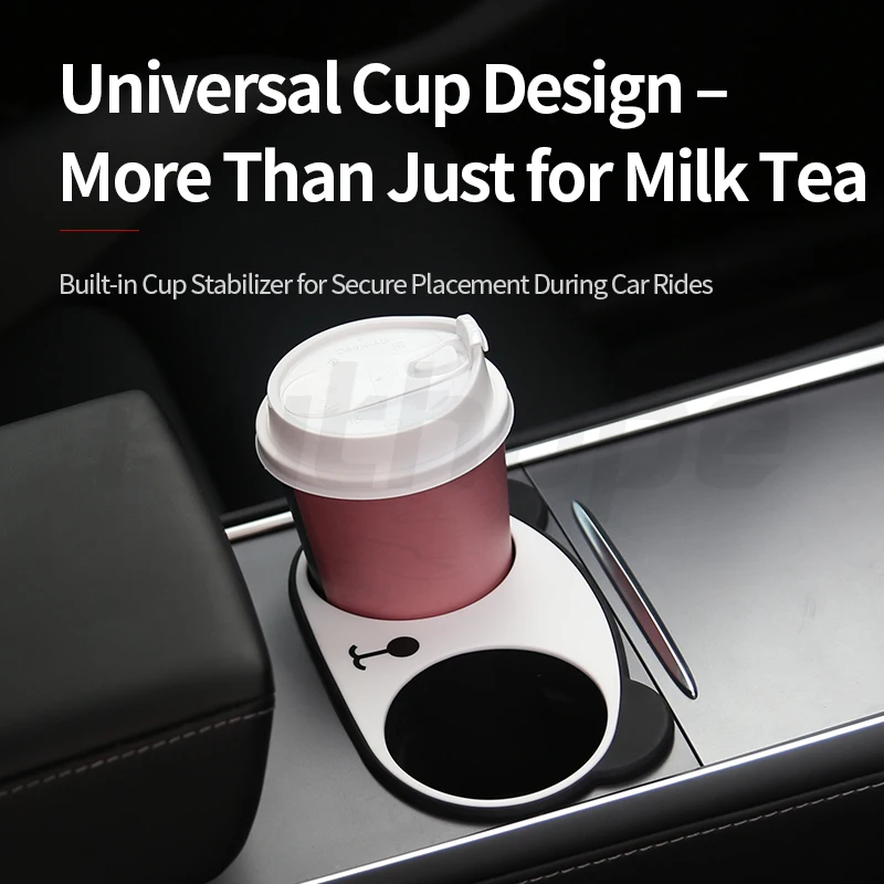 Futhope Panda Silica Gel Water Cup Holder Glass Storage Box Console for Tesla Model 3 ModelY 2021-2023 Glasses Phone holder