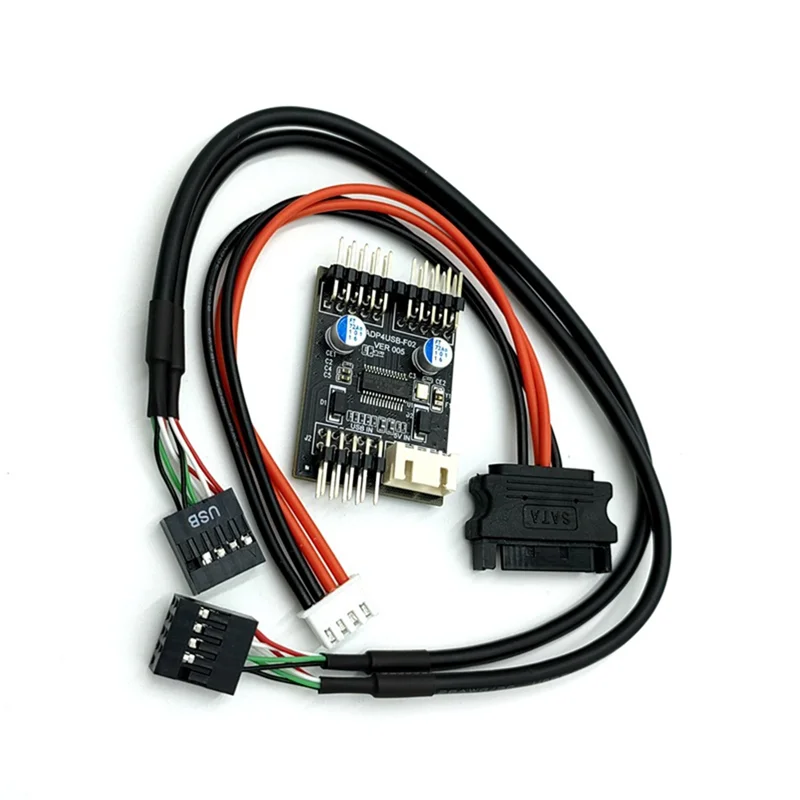 Exquisite-9Pin USB Connector 1 Naar 2 USB Verlengkabel USB HUB USB2.0 9Pin Header Connector Adapter Met SATA Voedingskabel