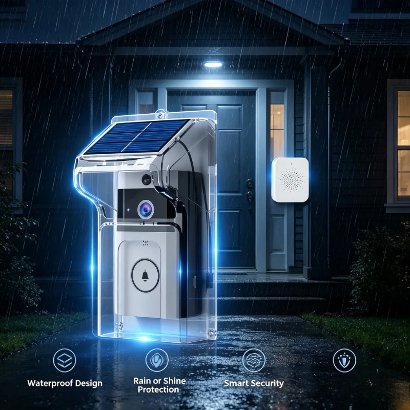 WiFi Connected Solar Peephole Video Device Wireless Doorbell For Rental House Entrance Guard