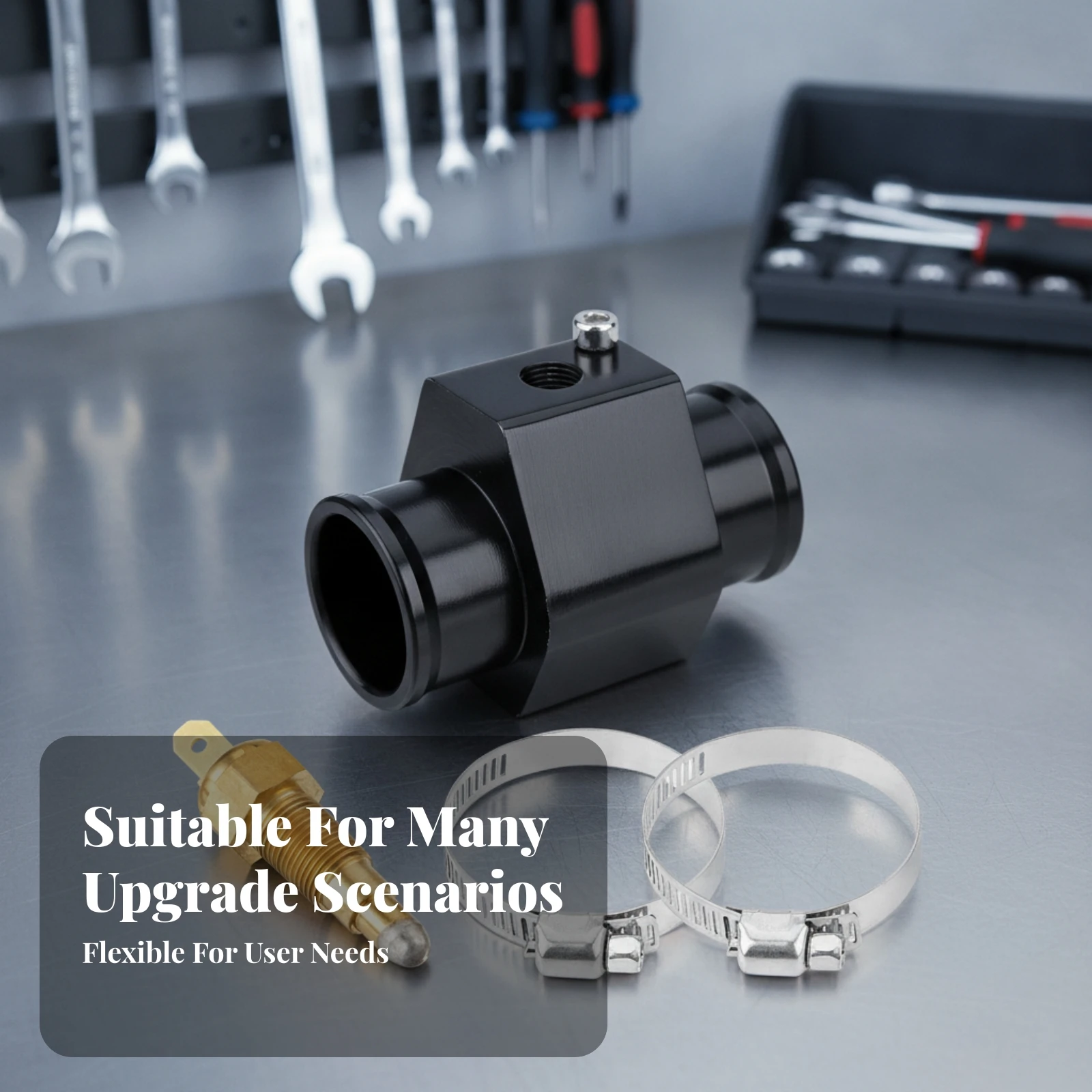 

Metal Clamps Coolant Hose Tee Adapter Easy Install Heat-Resistant Car Cooling Part Inline Hose Tee Adapter