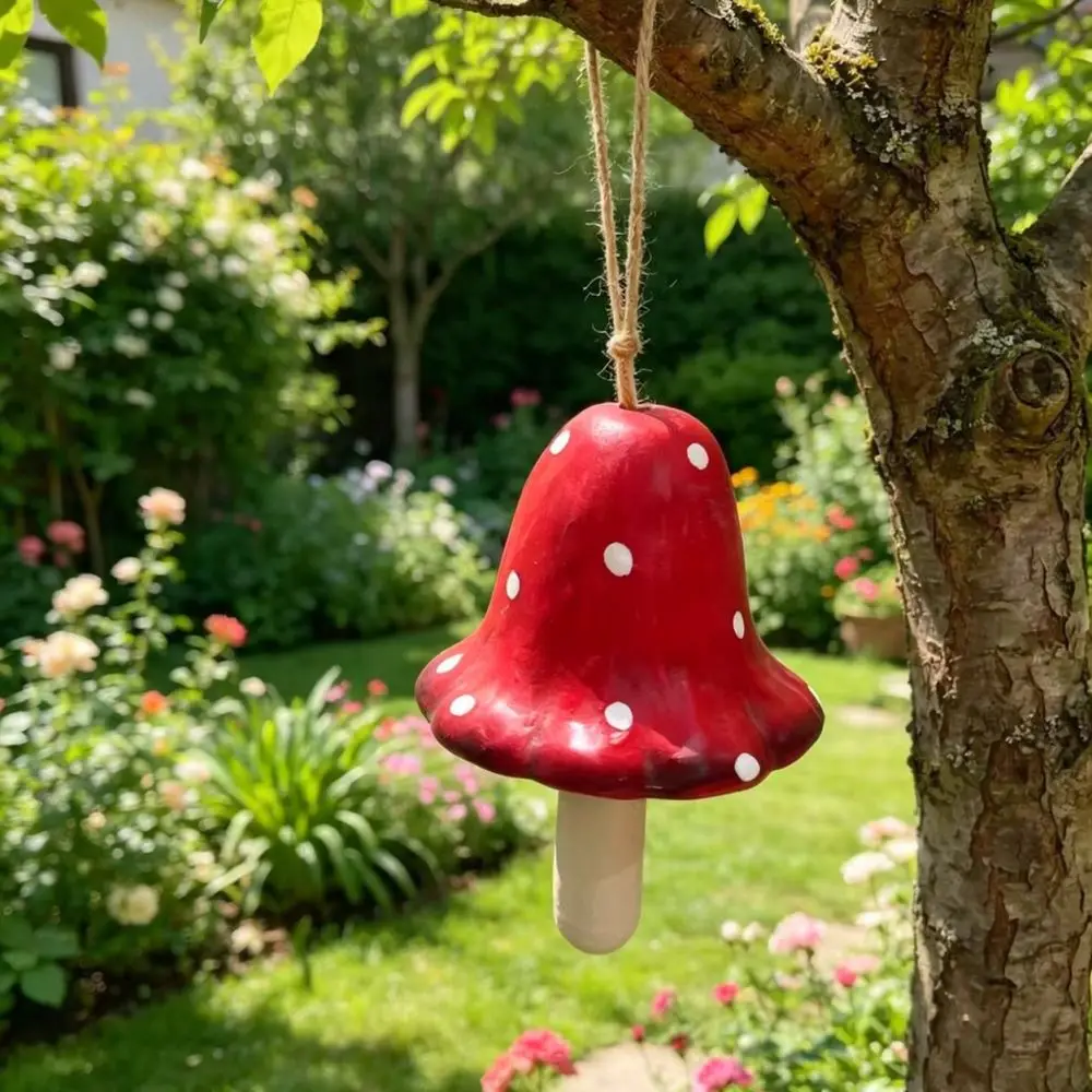 High Temperature Ceramic Mushroom Pendant Wind Chime Versatile Home Decoration For Indoor Outdoor Garden Balcony