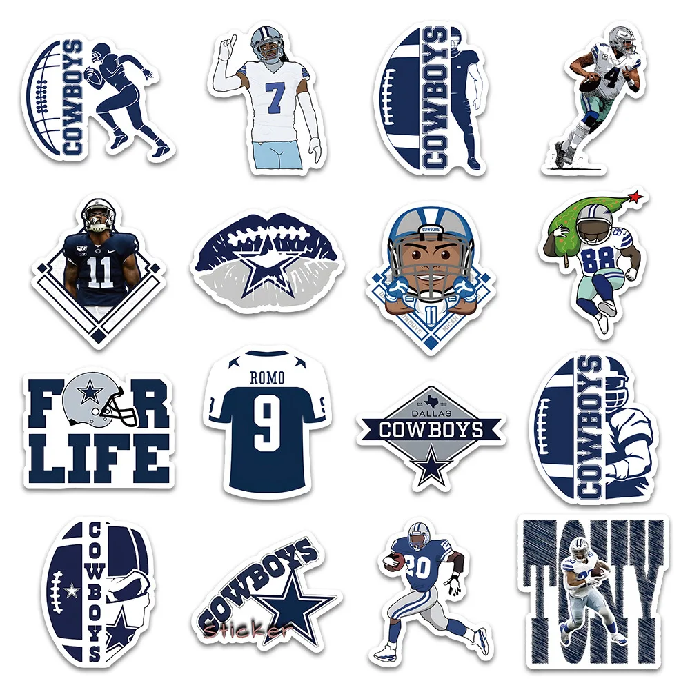 Pegatinas de dibujos animados de Dallas Cowboys, 10/30/50 piezas, fútbol, Graffiti, iPad, casco, guitarra, coche, álbum de recortes, juguetes de