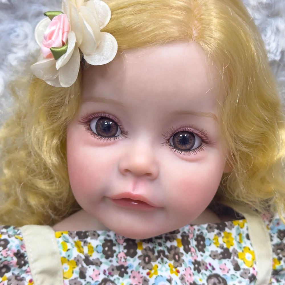 Zachte vinyl herboren pop met grote ogen en lang haar 55 cm realistische babypop met badfunctie en speelhuisspeelgoed W-2163B