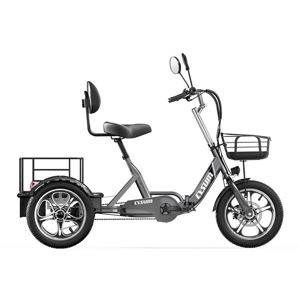 Tricycle électrique pliant CYSUM E-BIKE pour adultes 250W 48V * 22Ah Tricycle électrique extérieur
