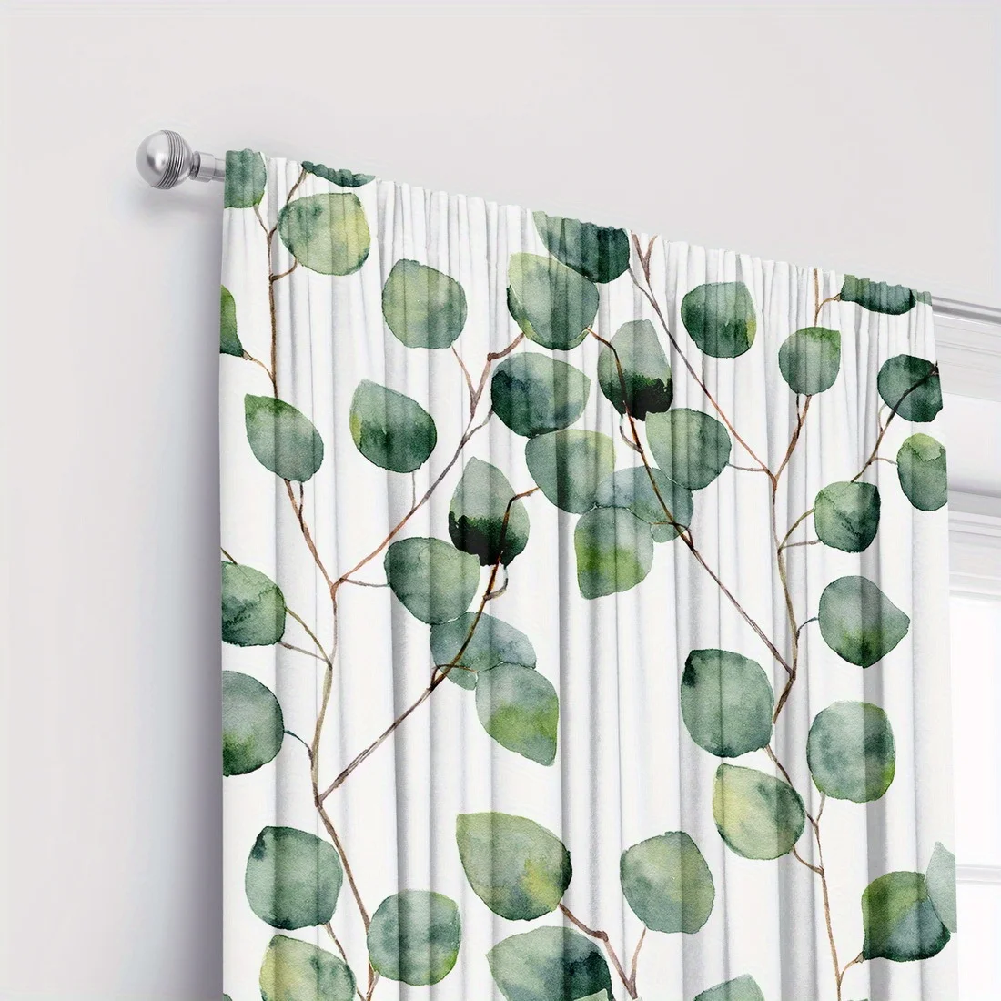 قطعتان من ديكورات النوافذ المطبوعة بأوراق النبات، قماش بوليستر، قابل للغسل في الغسالة، مناسبة لتزيين غرفة النوم وغرفة المعيشة #5