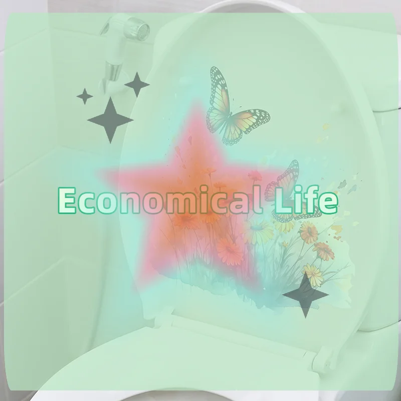 Butterfly Flower Toilet Seat Stickers Self-Adhesive Toilet Lid Decals Diy Removable Stickers For Bathroom Home Decor Ornaments