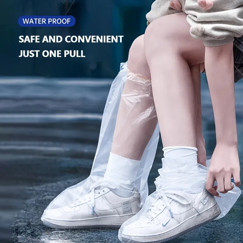 4pcs Disposable Rain Boot Covers - Durable, Slip-Resistant Shoe Protectors for Rainy Days, Keeps Feet Dry & Clean