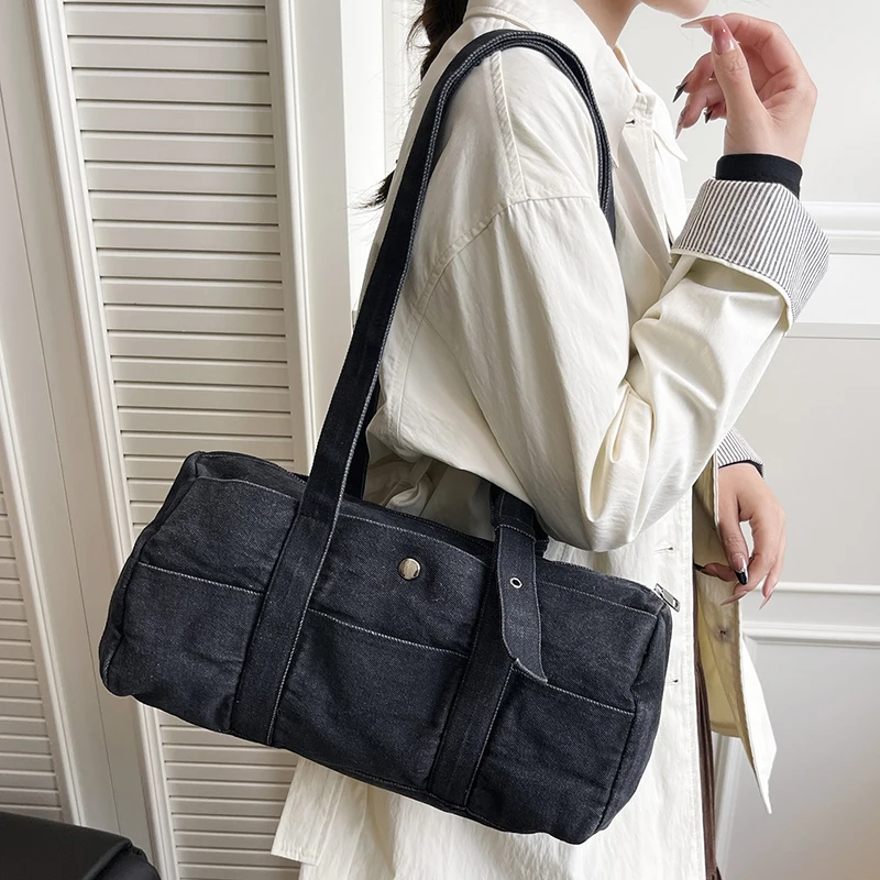 

Casual Women Denim Handbags Shoulder Bags High Quality Ladies Solid Tote Messenger Bags for Women Fashion Zipper Shopping Bag