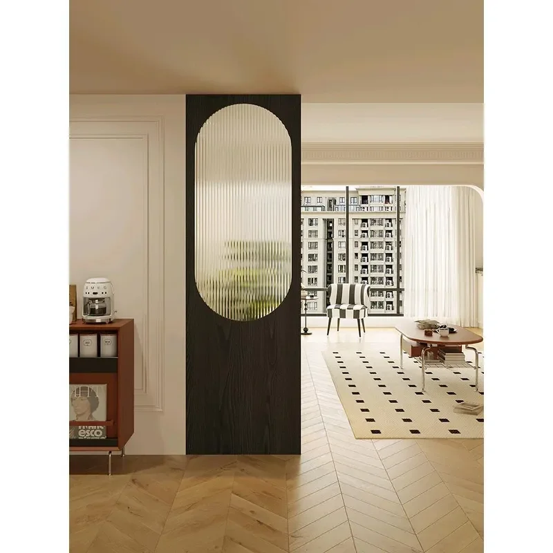 Classic Medieval Style Changhong Glass Partition Screen for Living Room Dining Room Entrance Retro Water Pattern Washstand