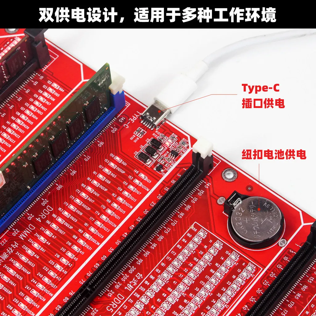 4-in-1 DDR3/DDR4/DDR5 Desktop & Server Memory Tester with LED for PCB, Resistor & Fault Diagnostics