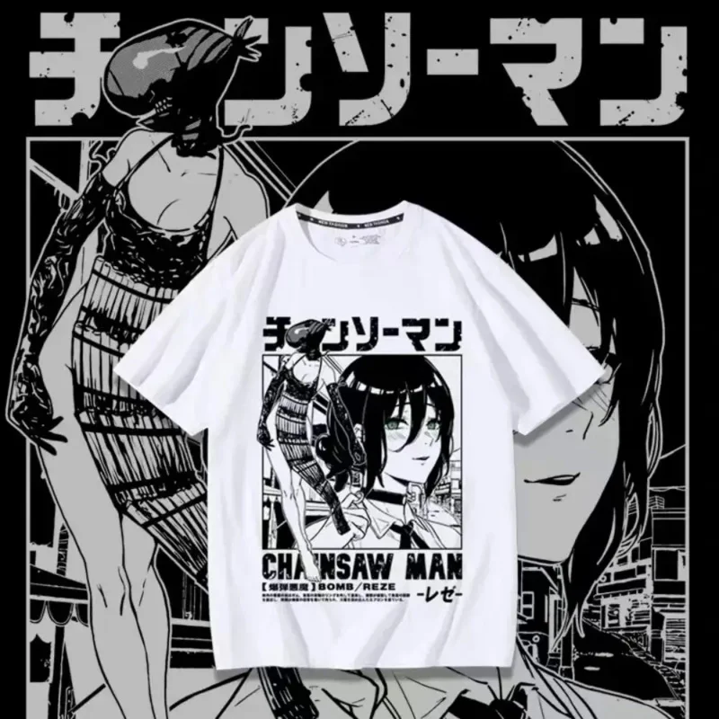 Anime T-shirt Women Chainsaw Man Manga Graphic Men Cotton Short Sleeve Tee Plus Size Women Tops Summer Streetwear