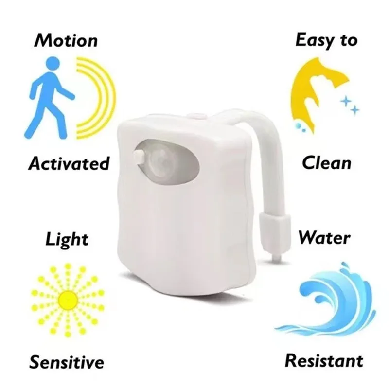 Mini Kawayi Human Infrared Sensing Light LED Night Light Stick Toilet 16/8 Color Bathroom Colorful Motion Sensing Night Light