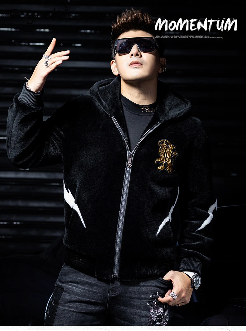 Tcyeek 100% Wool Jacket Men Winter Clothes Warm Coat Real Sheep Shearling Coat Hooded Mens Coats 2025 Chic Пальто Зимнее