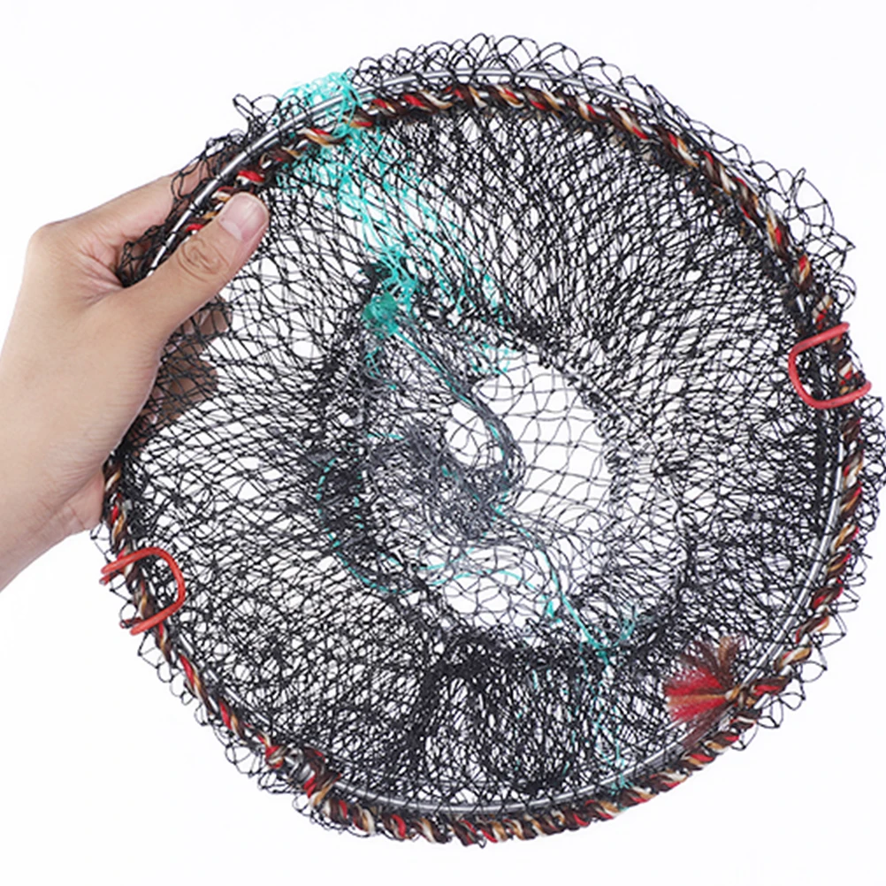 

2Pcs Large Capacity Durable Folding Fishing Nets Portable Nylon Metal Crawfish Lobster Trap Convenient Multi-Function Fishing