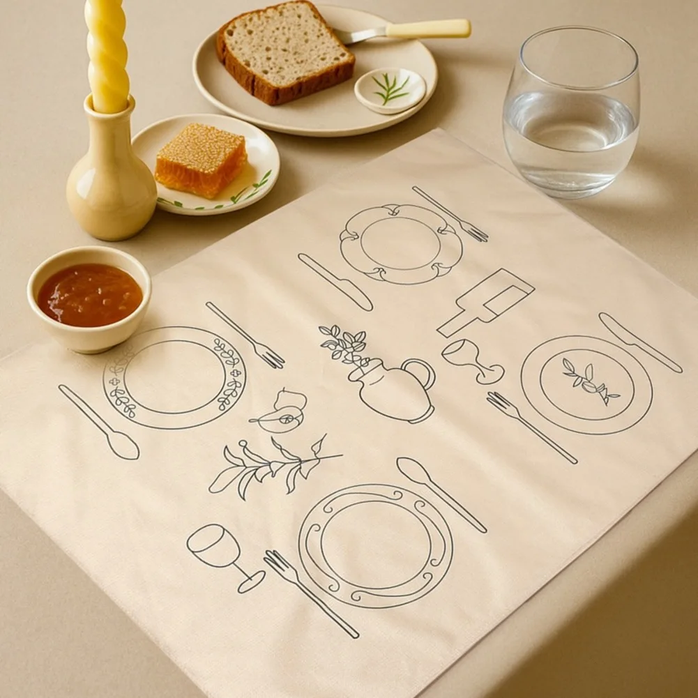 Coffee Table Protector Linen Style Tablecloth For Family Gatherings Sophisticated Design Easy To Clean Material