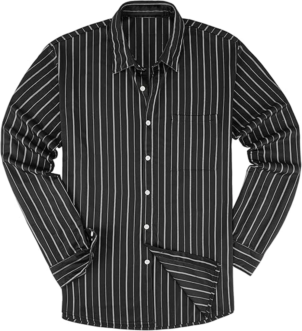 Camisa sencilla de negocios a rayas de Color claro con estampado 3D para hombre, Top informal de calle para fiesta, Top hawaiano de manga larga con botones de solapa transpirable