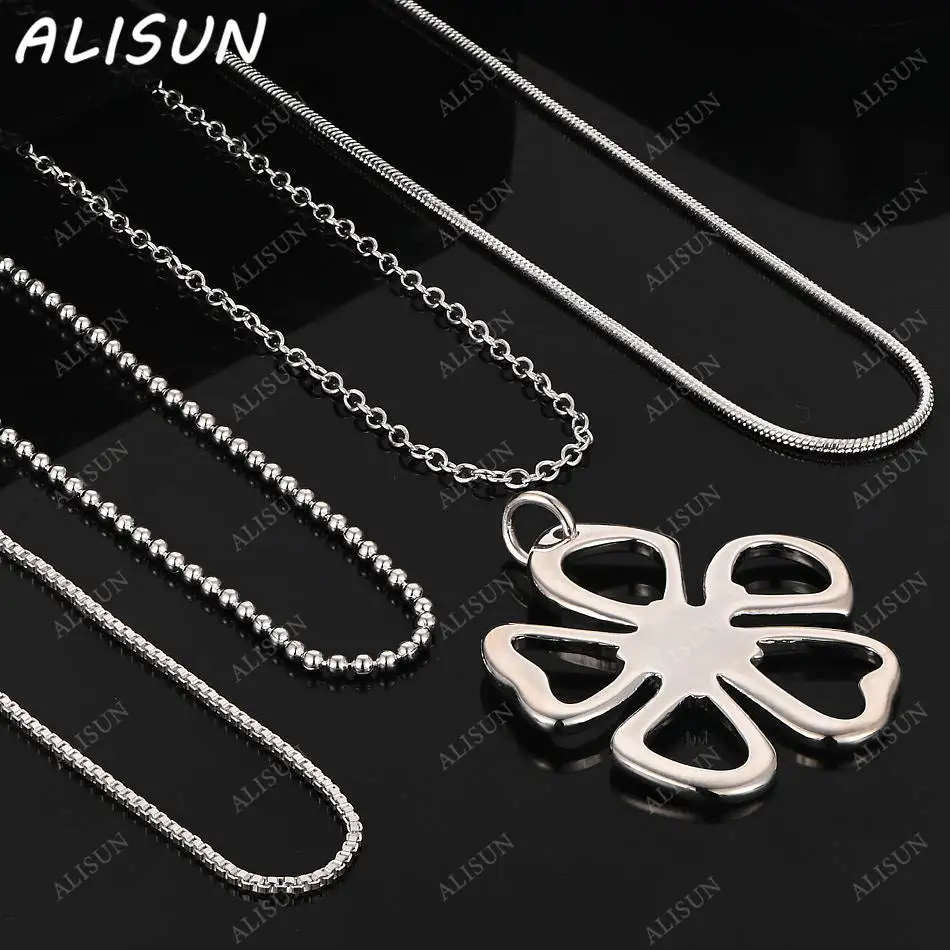

ALISUN 40-75cm 925 Sterling Silver Flower Pendant Necklace For Women Men Anniversary Gift Popular Wild Fashion Romantic Jewelry