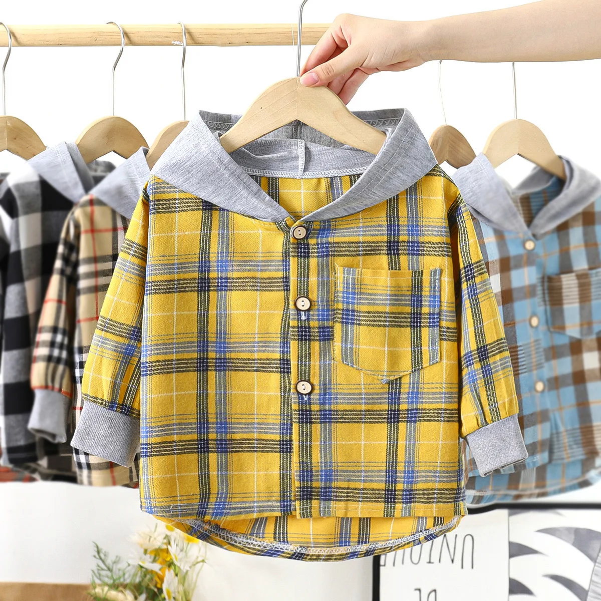 

New children's shirt children's clothing baby boy casual plaid shirt girl long-sleeved clothing foreign shirt 2-10 years old