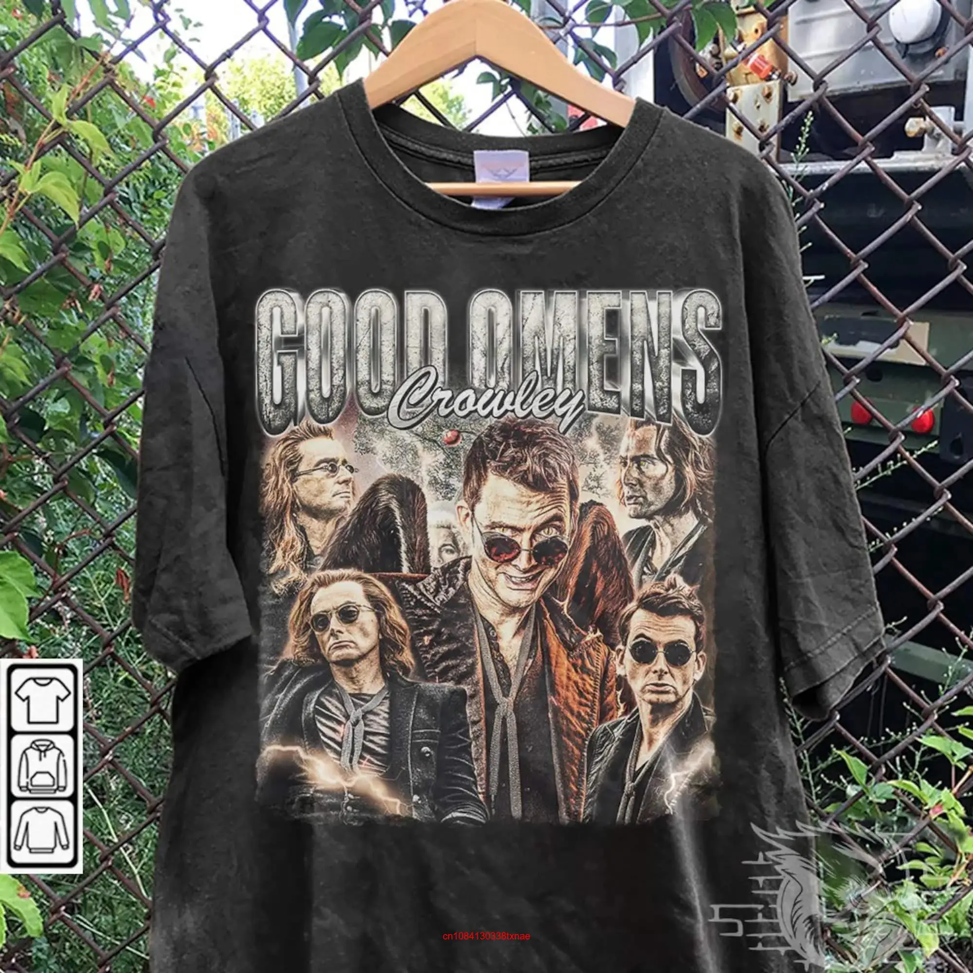 Good Omens кино футболка Crowley Vintage 90s Y2K Ретро стиль потот Aziraphale 2023 загрузки для вентилятора MO2006VL