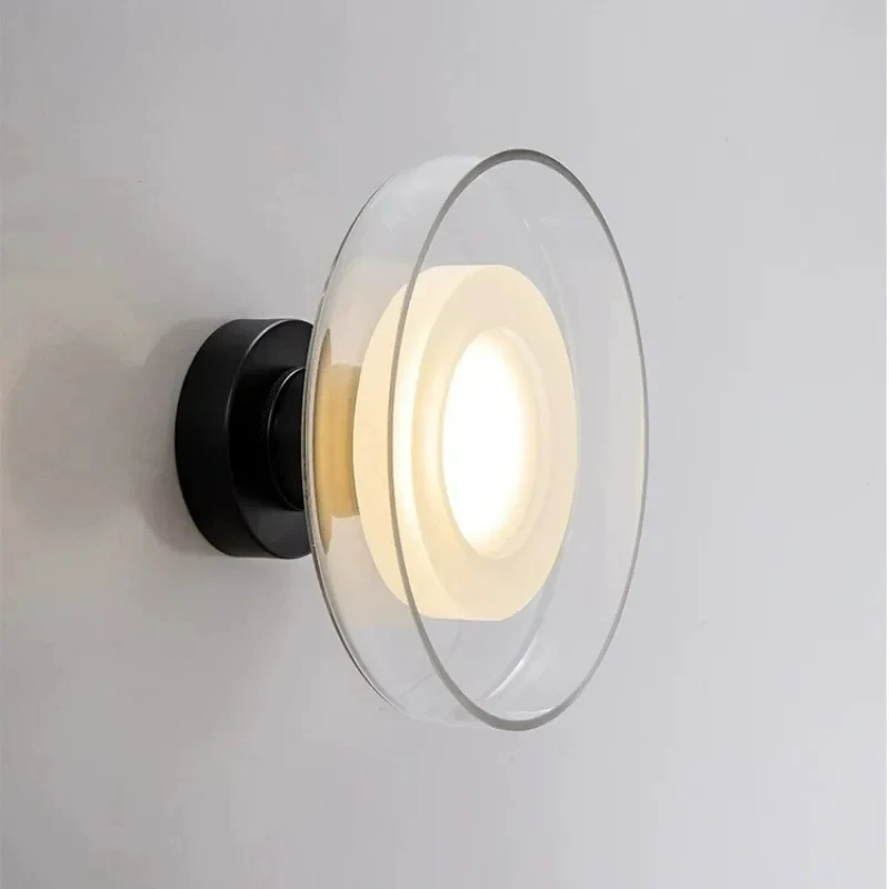 

Minimalist Circular Wall Lamp Glass Foyer Corridor Light LED Lighting Fixture for Artistic Decoration In Bedroom Living Room