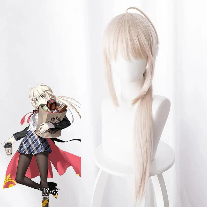 2025 yiyi Arturia Pendragon Cosplay Fate Stay night Grand Order Saber Alter Capelli sintetici lunghi lisci + Cappellino per parrucca