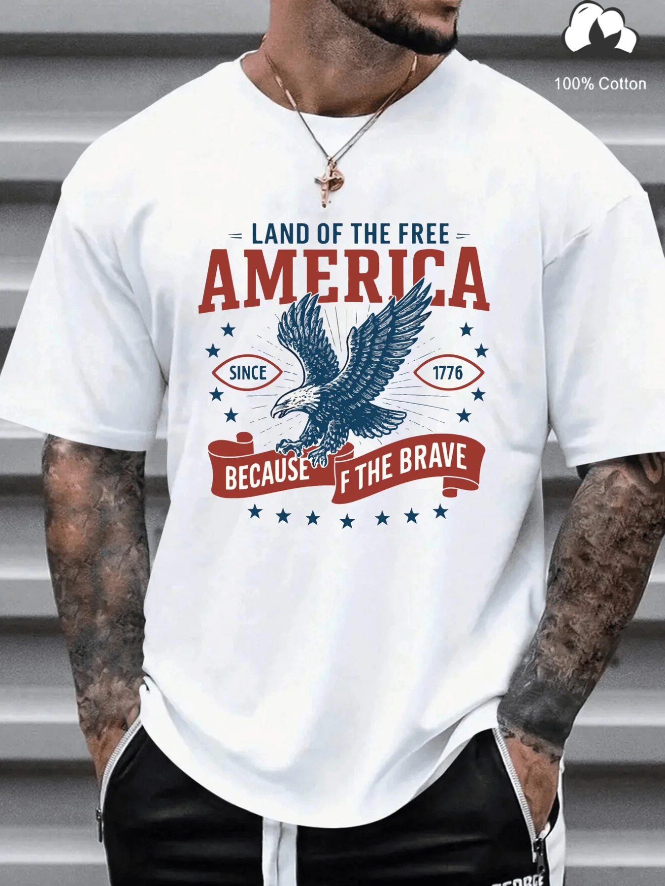 

Patriotic Eagle American Flag 1776 Independence Day T-Shirt 100% Cotton O-Neck Short Sleeve Summer Casual Mens T-shirt