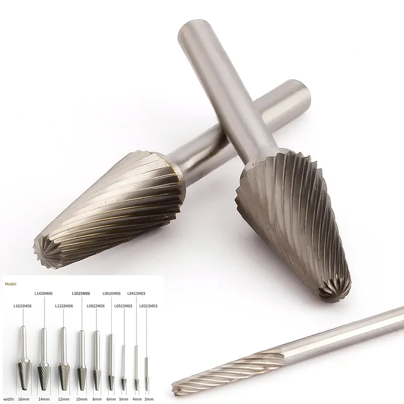 

Tungsten Steel Hard Rotary Alloy Metal Grinding Head 1pcs Boring Cutter L-type Conical Dome Rotary Files