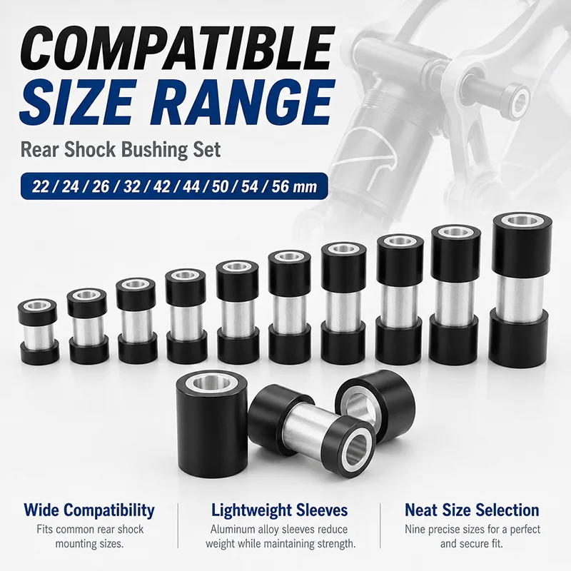 22-56mm Bicycle Rear Shock Mounting Hardware Bushing Aluminum Alloy Reducer Spacer Sleeve for MTB Bike Shock Absorber Eyelet