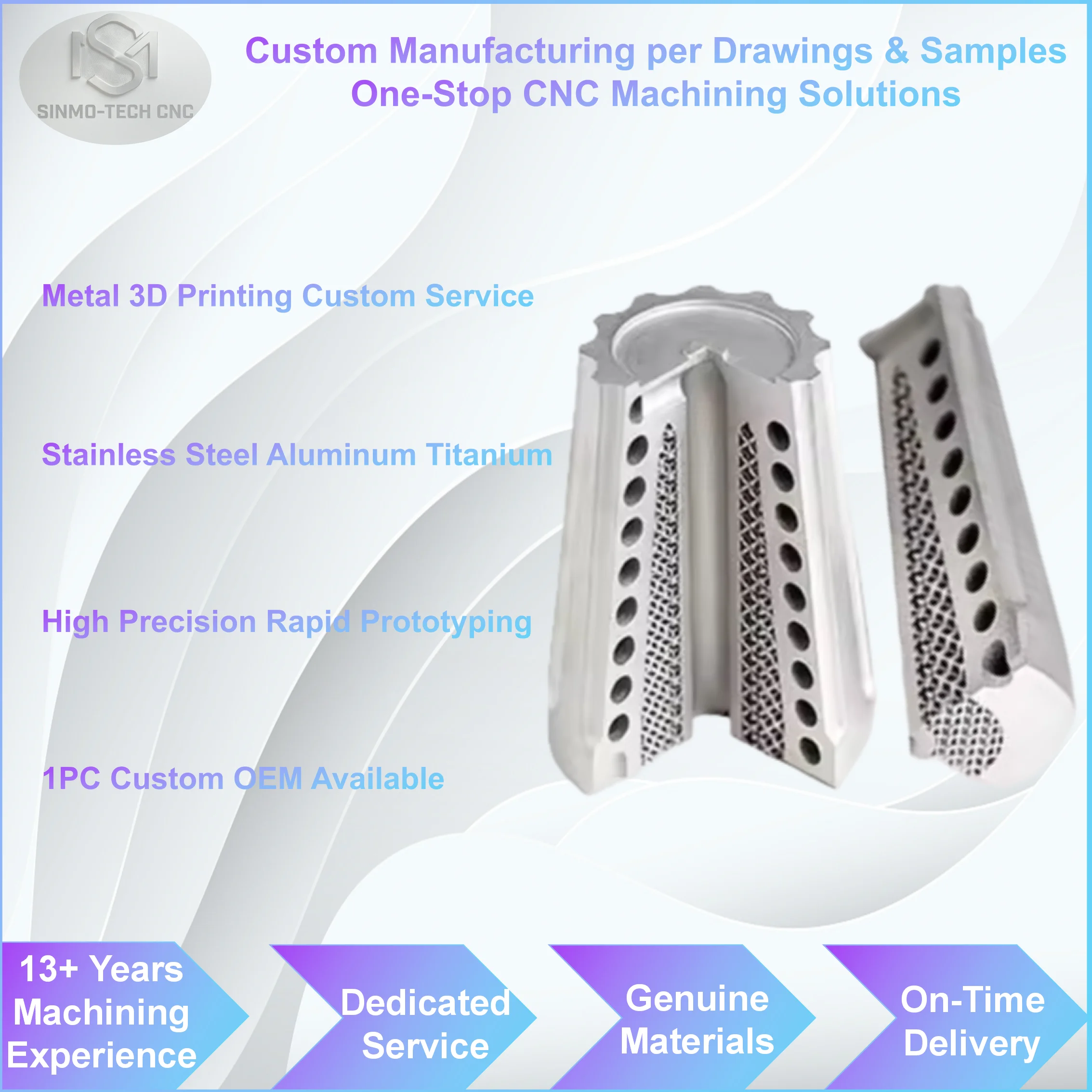 

3D Metal Printing Custom Fabrication Aluminum Stainless Steel Structural Mechanical Components