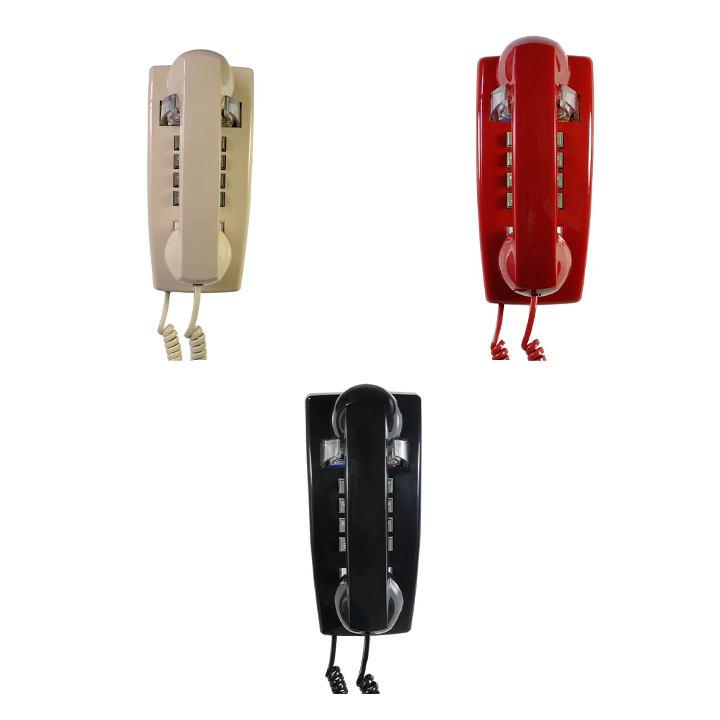 Living Room Bedroom Vintage Wall Mounted Metal Bell Phone with Indicator Retro Push Button Telephone Decor Red