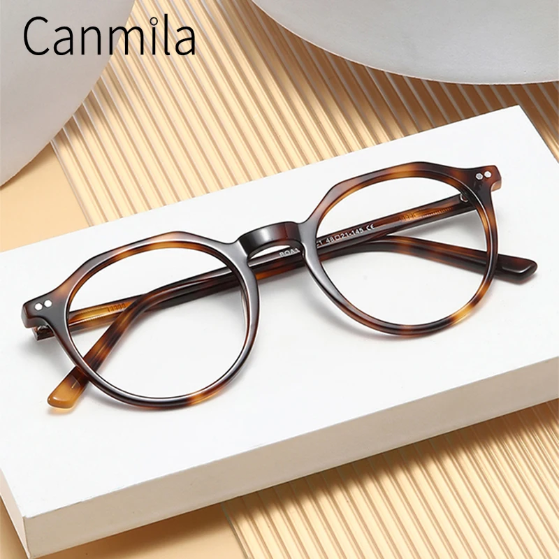 Acetate Vintage Round Glasses Frame Women Men Oversized Myopia Prescription Eyeglasses Korea Luxury Spectacles Eyewear BOA1164