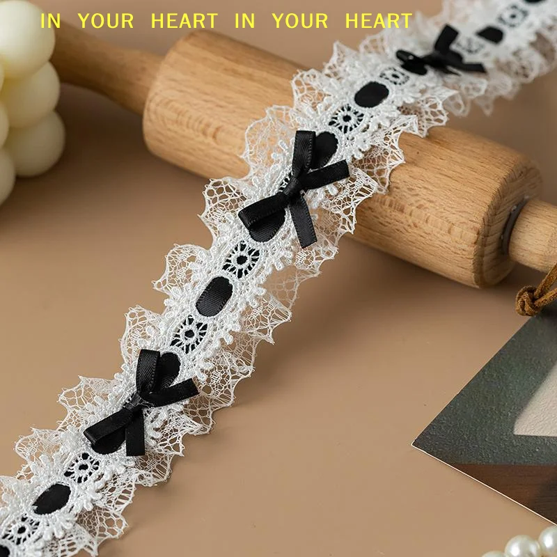 【X】Computer Monitor Frame Decor Strip Stickers Black Bow Lace Wings Design for Home Office Student Desk Decor Gift