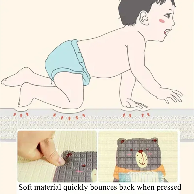 Tikar Bermain Merangkak Bayi Tebal 1Cm/0.5Cm 200*180Cm Karpet Lipat Tikar Bermain untuk Hadiah Mainan Karpet Keselamatan Anak-anak Memiliki Lipatan