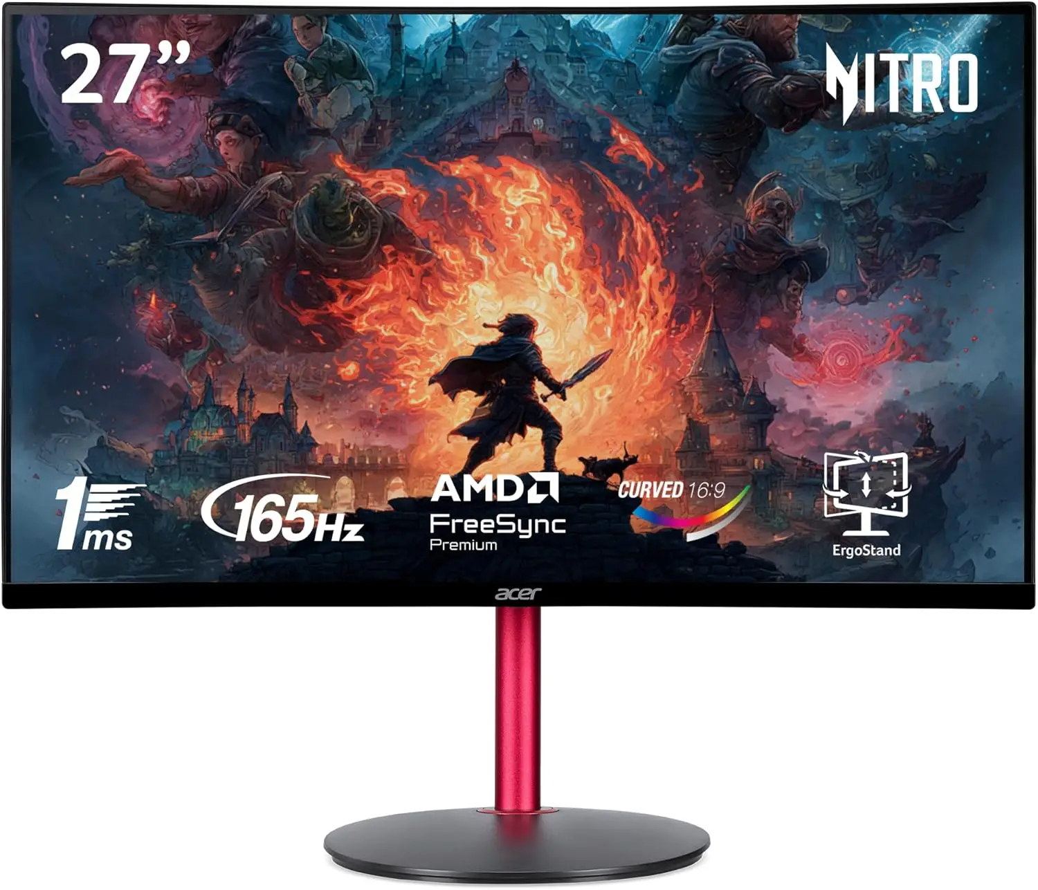

27-дюймовый изогнутый игровой монитор Full HD 1500R | AMD FreeSync Premium | Частота обновления 165 Гц | 1 мс VRB | Дизайн ZeroFrame