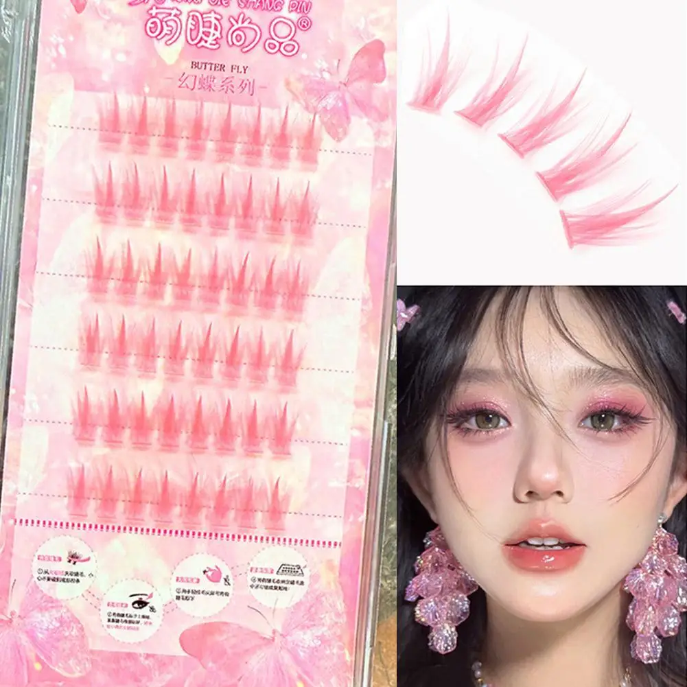 New Individual Colored Eyelashes Natural False Mink Eyelash Extension Purple pink Brown Green Blue purple Color Lashes