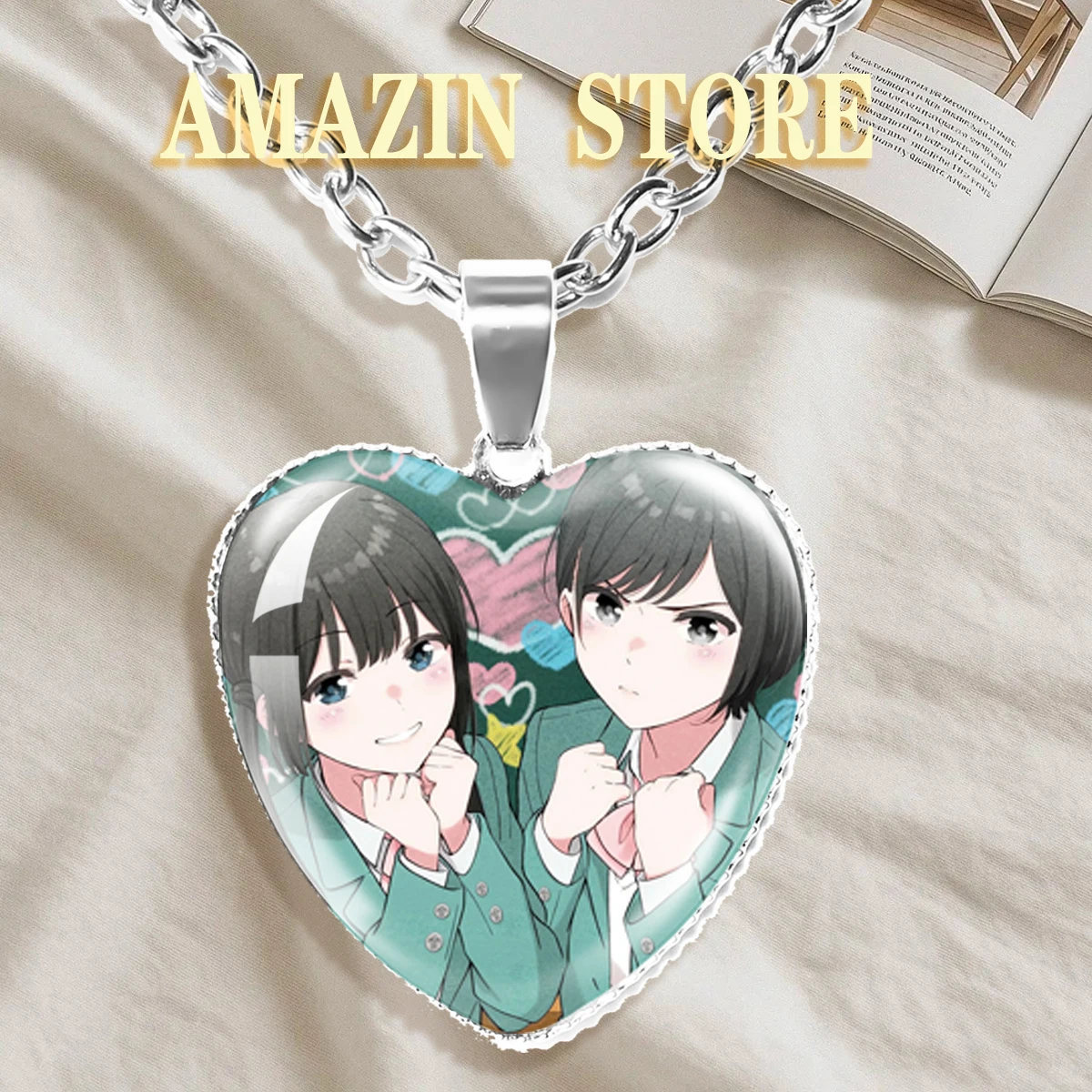 25mm Heart Necklace Anime I Want to End This Love Game Character Scallion Youxi Yesakura Meijiu Handmade Glass Jewelry GiftJD029