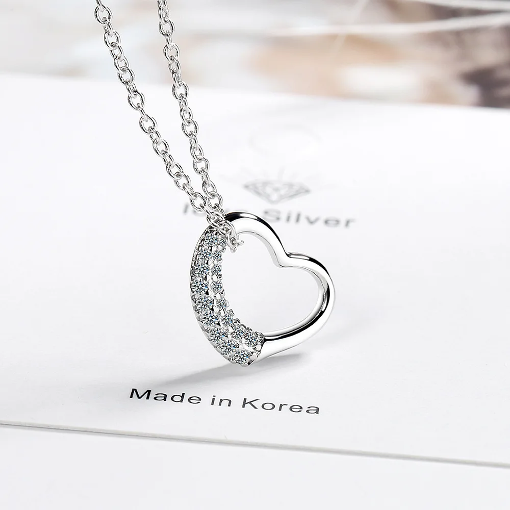 

925 Sterling Silver Female Zircon Heart Necklaces For Women Party Luxury Jewelry Gift Female Accessories Jewellery Trend 2024