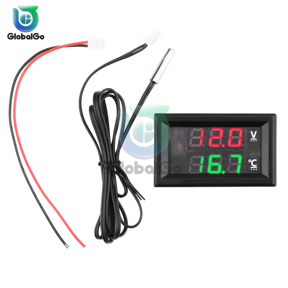 Voltímetro Digital Termômetro 056 Polegadas Temperatura Sensor Medidor Tensão Temperatura Tester com Ntc Probe Cable dc 428v