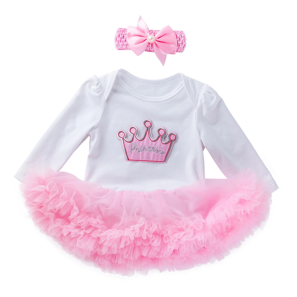 Babany bebe 1st 2nd Birthday Outfits for Baby Girls Romper Dress & Headband Set Clothes Gift Party Long Sleeve Tutu Dresses 2PCS