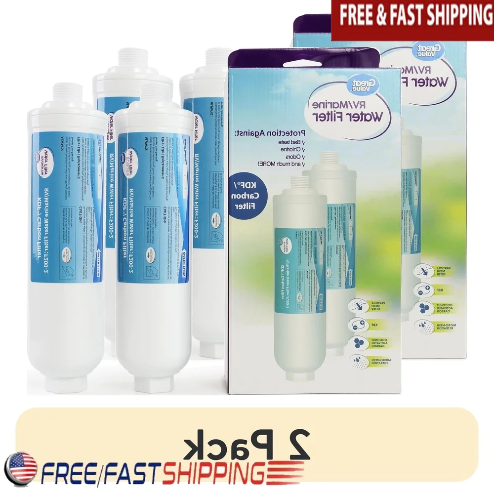 

Фильтр для воды для автофургона, блок с активированным углем, сертифицированный NSF, простая установка, совместимая с морской кемпинговой садовой ванной